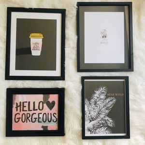 SET of 4 Gallery Wall Picture Frames Black White